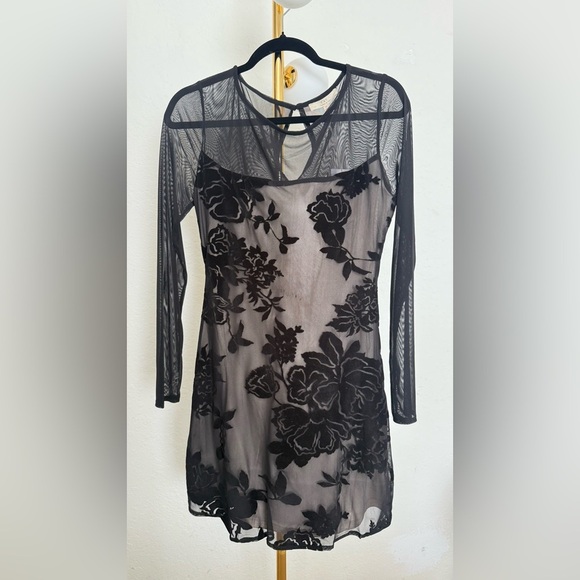 Chelsea & Violet Sheer Black Floral Dress - Picture 3 of 6